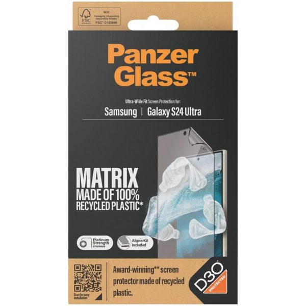 PanzerGlass ﻿Protection d'écran Matrix Recycled Ultra-Wide Fit Anti-bactérienne avec applicateur Samsung Galaxy S24 Ultra