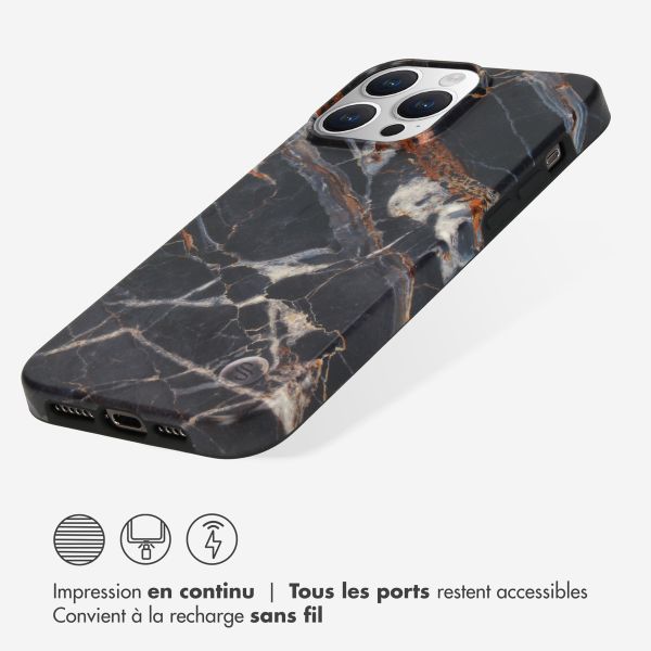 Selencia Aurora Coque Fashion iPhone 15 Pro Max - Coque durable - 100% recyclée - Marbre Noir