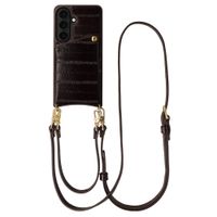 Selencia Nova coque arrière en cuir véritable avec porte-cartes Samsung Galaxy S26 - Dark Chocolate