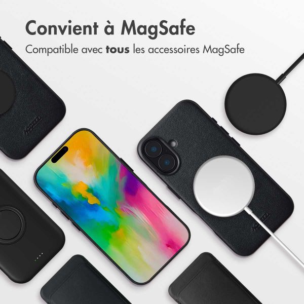 Accezz Coque arrière en cuir avec MagSafe iPhone 16 - Onyx Black