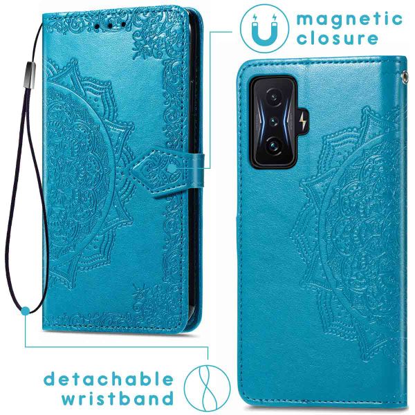 imoshion Etui de téléphone portefeuille Mandala Xiaomi Poco F4 GT 5G - Turquoise