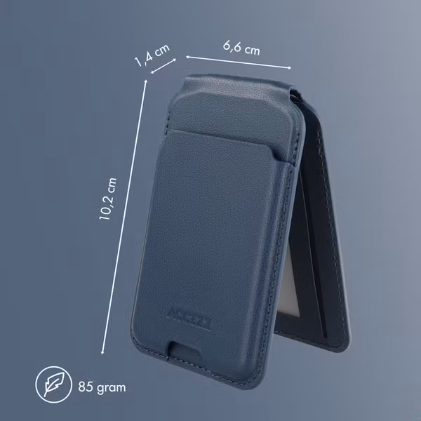 Accezz Portefeuille en cuir magnétique avec support - Compatible avec Apple Find My - Nightfall Blue