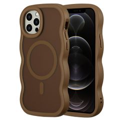 Selencia Coque arrière Wavy avec MagSafe Apple iPhone 12 (Pro) - Mocha Brown