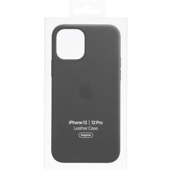 Apple Coque Leather MagSafe Apple iPhone 12 (Pro) - Black