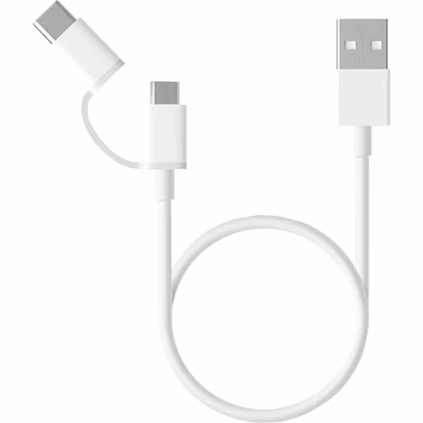 Xiaomi Câble USB-C & Micro-USB vers USB Mi d'origine - 0,3 mètre - Blanc