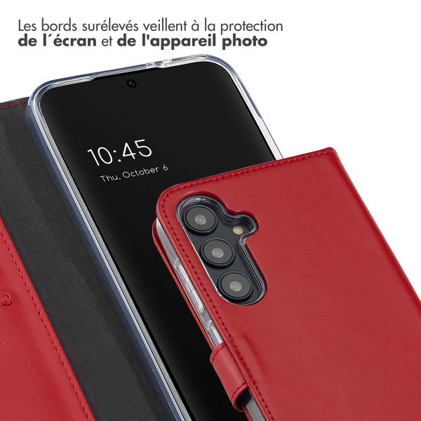 Selencia Étui de téléphone portefeuille en cuir véritable Samsung Galaxy S24 FE - Rouge