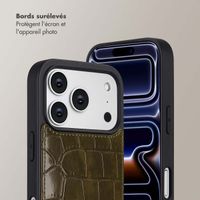 Selencia Coque de télephone Nova Croco avec cordon et porte-cartes Apple iPhone 17 Pro - Dark Olive