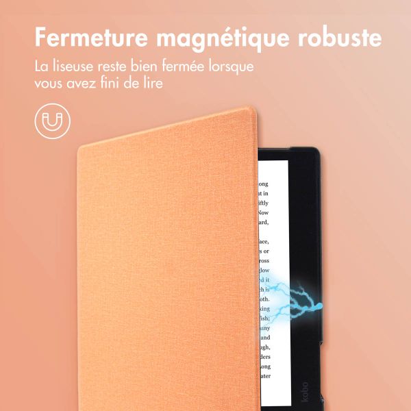 imoshion Étui de liseuse portefeuille Canvas Kobo Elipsa 2E - Peach