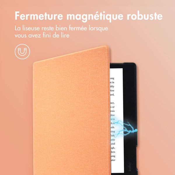 imoshion Étui de liseuse portefeuille Canvas Sleepcover Kobo Elipsa 2E - Peach