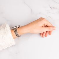 Selencia Bracelet en acier slim style Jubilee Apple Watch Series 1 t/m 9 / SE (38/40/41 mm) | Series 10 / 11 (42 mm) - Zilver & Rosé Goud / Silver & Rose Gold