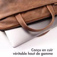 Accezz Leather Sac ordinateur 16 pouces - Cognac