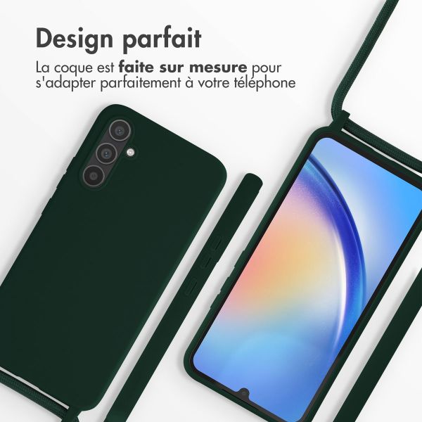 imoshion Coque en silicone avec cordon Samsung Galaxy A34 (5G) - Vert foncé