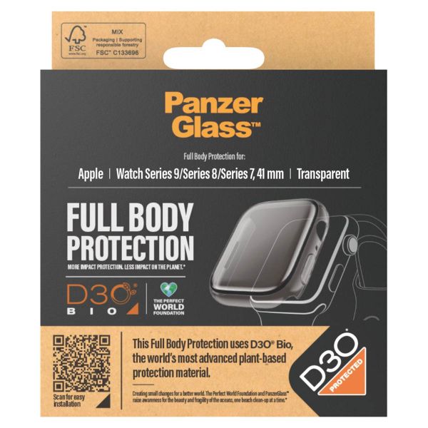 PanzerGlass Coque intégrale D3O® Bio Apple Watch 7 / 8 / 9 - 41 mm - Transparent