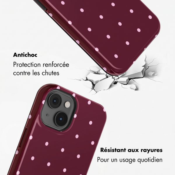Selencia Coque arrière Vivid avec MagSafe Apple iPhone 14 - Happy Dots Burgundy