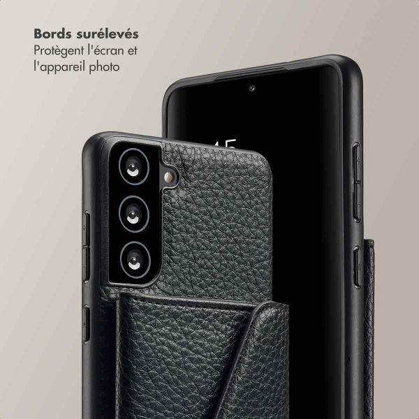 Selencia Coque à cordon avec porte-cartes enveloppe Sera Samsung Galaxy S21 FE - Noir