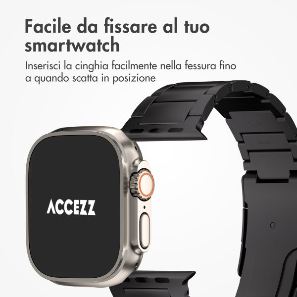 Accezz Bracelet en acier Titane mat Apple Watch | 44/45/46/49 mm - Noir