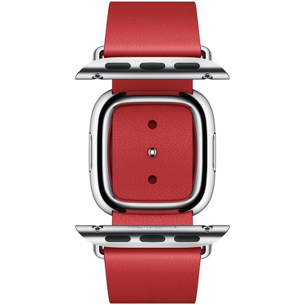 Apple Bracelet Leather Band Modern Buckle Apple Watch Series 1 t/m 9 / SE (38/40/41 mm) | Series 10 / 11 (42 mm) - Taille L - Scarlet Red