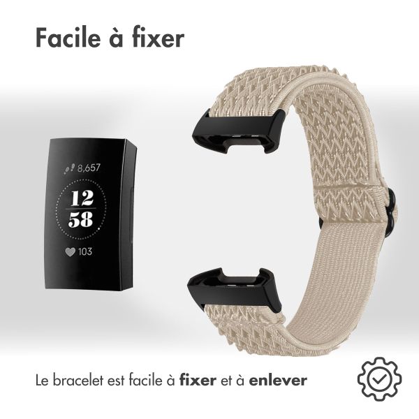 imoshion Bracelet élastique en nylon le Fitbit Charge 3 / 4 - Beige