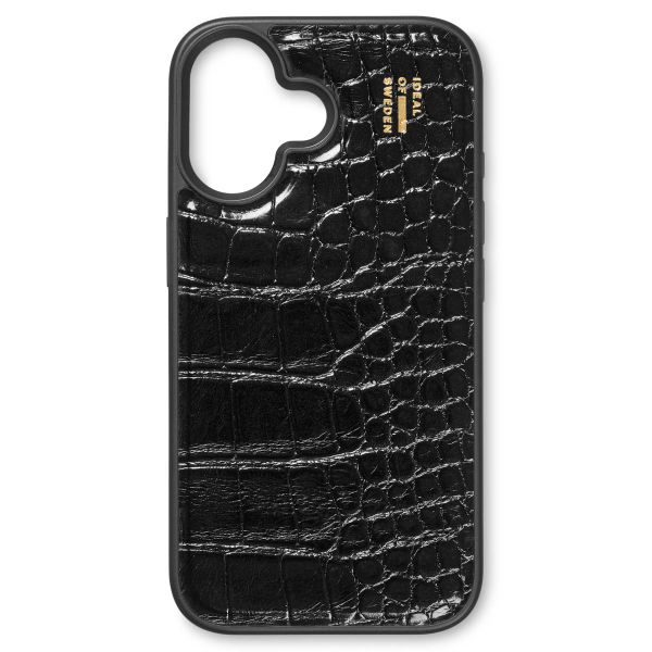 iDeal of Sweden Coque Vegan Leather iPhone 16 - Black Croco