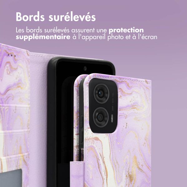 imoshion Étui de téléphone portefeuille Design Motorola Moto G24 Power - Purple Marble