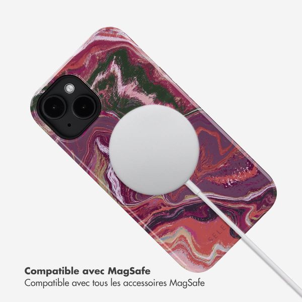 Selencia Coque arrière Vivid Tough avec MagSafe iPhone 14 - Marble Purple