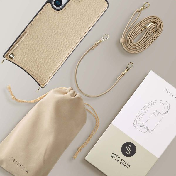 Selencia Coque arrière avec cordon et porte-cartes Nova Samsung Galaxy S25  - Beige