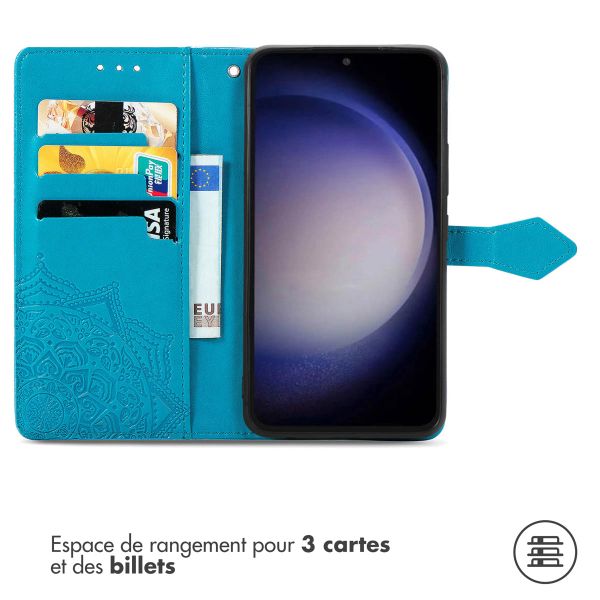 imoshion Etui de téléphone portefeuille Mandala Samsung Galaxy S23 FE - Turquoise