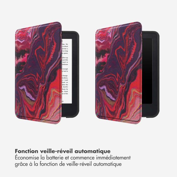 Selencia Étui de liseuse portefeuille Vivid Kobo Clara Colour / Clara BW - Marble Purple