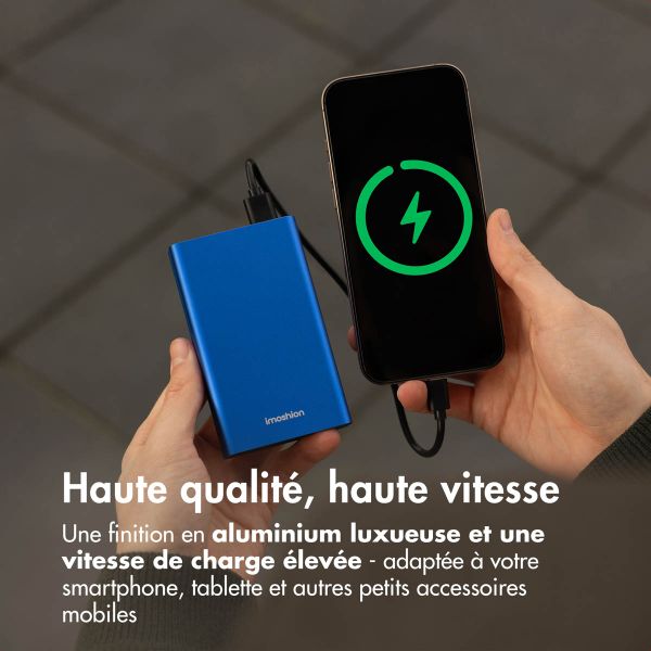 imoshion Ultra Series Aluminium | Batterie externe 20.000 mAh - Charge rapide jusqu'à 33 watts - Bleu Cobalt