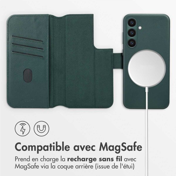Accezz Étui de télephone portefeuille en cuir 2-en-1 avec MagSafe Samsung Galaxy S23 FE - Cedar Green