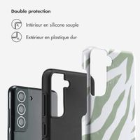 Selencia Coque arrière Vivid Tough Samsung Galaxy S21 FE - Colorful Zebra Sage Green