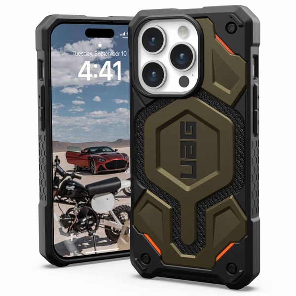 UAG Coque arrière Monarch Pro iPhone 15 Pro - Kevlar Element Green