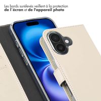 Selencia Étui de téléphone portefeuille en cuir véritable iPhone 16 - Greige