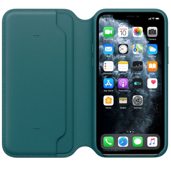 Apple Étui de télephone portefeuille Leather Folio Apple iPhone 11 Pro - Peacock