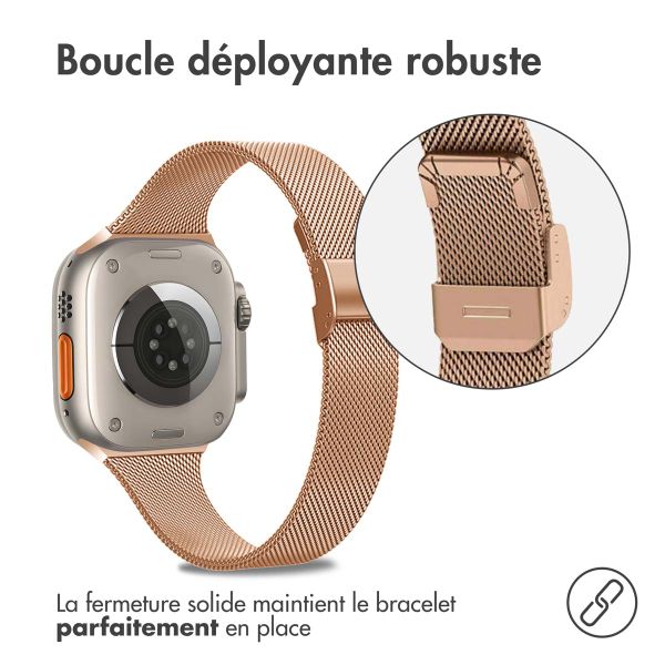 imoshion Bracelet pliant Milanese Apple Watch Series 1 t/m 11 / SE / Ultra (44/45/46/49 mm) - Rose Doré