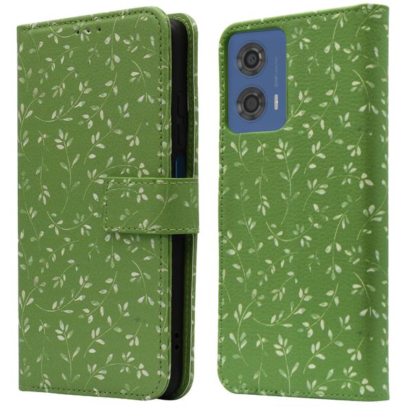 imoshion Étui de téléphone portefeuille Design Motorola Moto G04 / G24 - Green Flowers