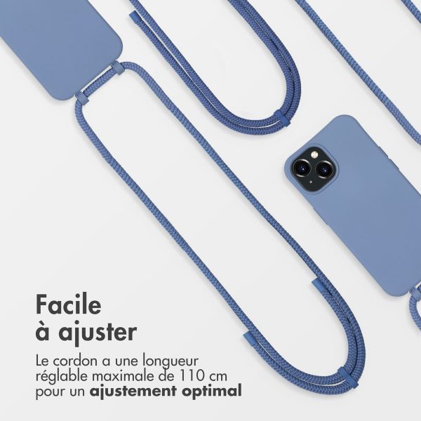 imoshion Coque arrière Color avec cordon amovible et MagSafe Apple iPhone 15 - Ash Blue