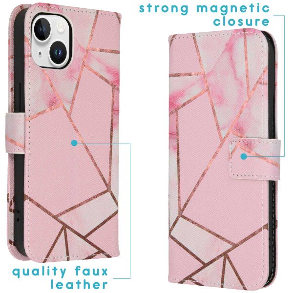 imoshion Design Softcase Bookcase iPhone 15 - Pink Graphic