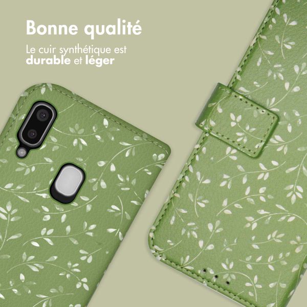 imoshion Étui de télephone portefeuille Design Samsung Galaxy A20e - Green Flowers