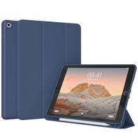 Accezz Coque tablette portefeuille Smart Silicone Apple iPad 9 (2021) 10.2 pouces / iPad 8 (2020) 10.2 pouces / iPad 7 (2019) 10.2 pouces - Bleu foncé