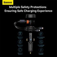 Baseus Enjoyment 2-en-1 | Chargeur voiture rapide avec câble rétractable USB-C et Lightning