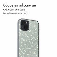 imoshion Coque design pour iPhone 14 - Smoke Green Flowers