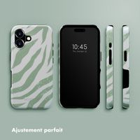 Selencia Coque arrière Vivid Tough avec MagSafe iPhone 16 - Colorful Zebra Sage Green