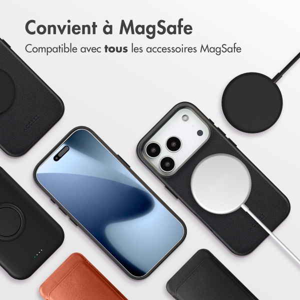 Accezz Coque arrière en cuir avec MagSafe Apple iPhone 17 Pro - Onyx Black