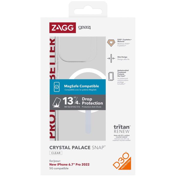 ZAGG Coque Crystal Palace Snap MagSafe iPhone 14 Pro Max - Transparent