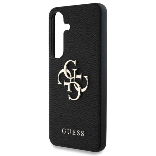 Guess Coque 4G Metal Logo Saffiano Samsung Galaxy S25 - Noir
