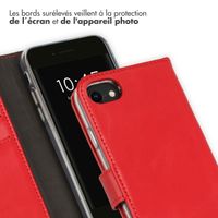 Selencia Étui portefeuille en cuir véritable iPhone SE (2022 / 2020) / 8 / 7 / 6(s) - Rouge