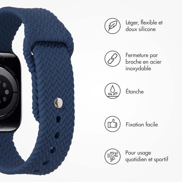 imoshion Bracelet tressé en silicone Apple Watch Series 1 t/m 9 / SE (38/40/41 mm) | Series 10 / 11 (42 mm) - Bleu foncé