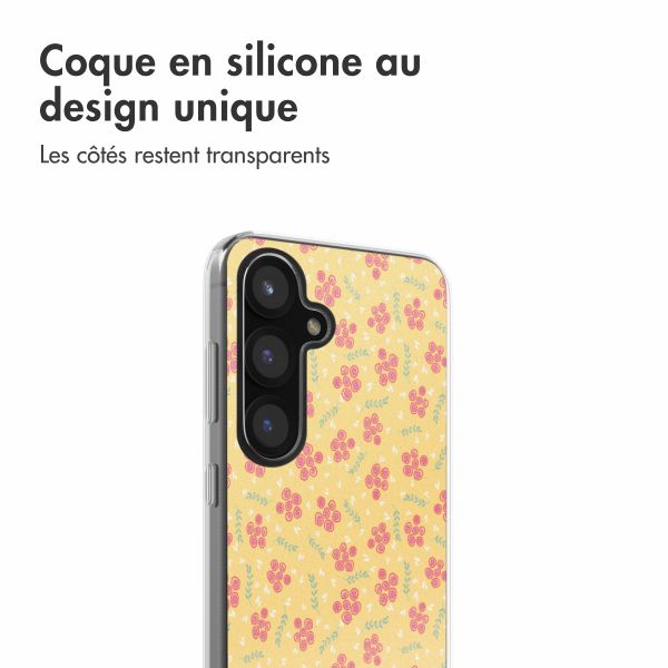 imoshion Coque design pour Samsung Galaxy S25 - Sunny Yellow Petite Flowers