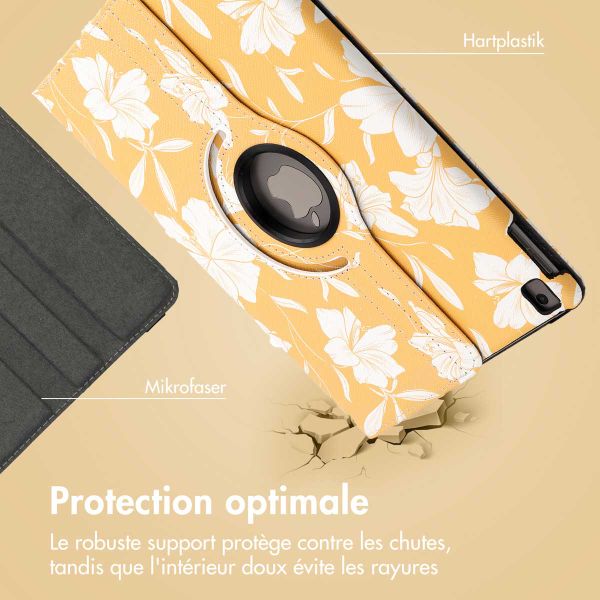 imoshion Coque tablette Design rotatif à 360° iPad 9 (2021) / iPad 8 (2020) / iPad 7 (2019) 10.2 pouces - Yellow Flowers